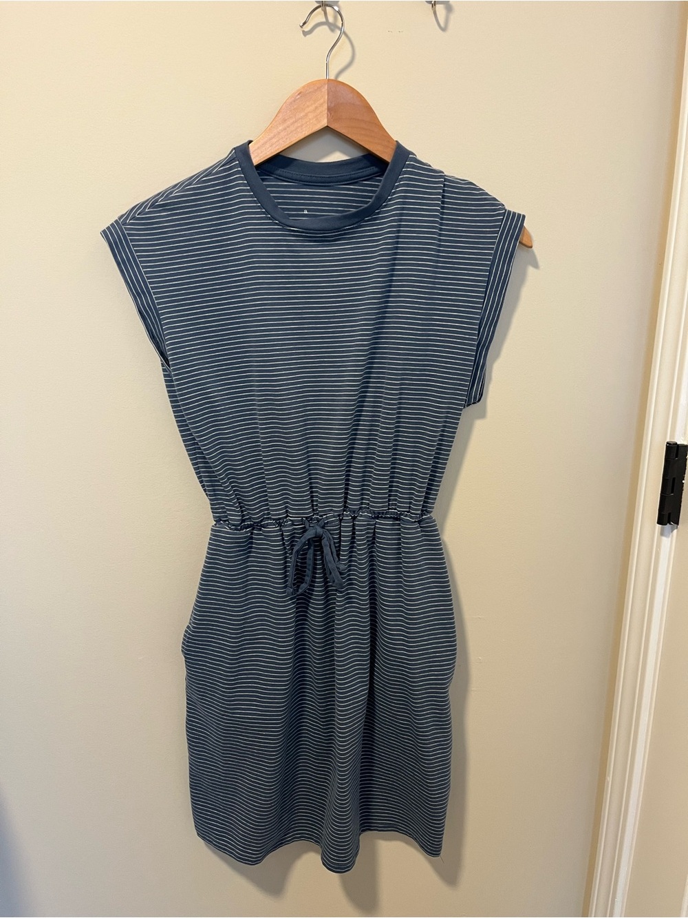 A New Day Blue & White Striped Drawstring Mini Dress